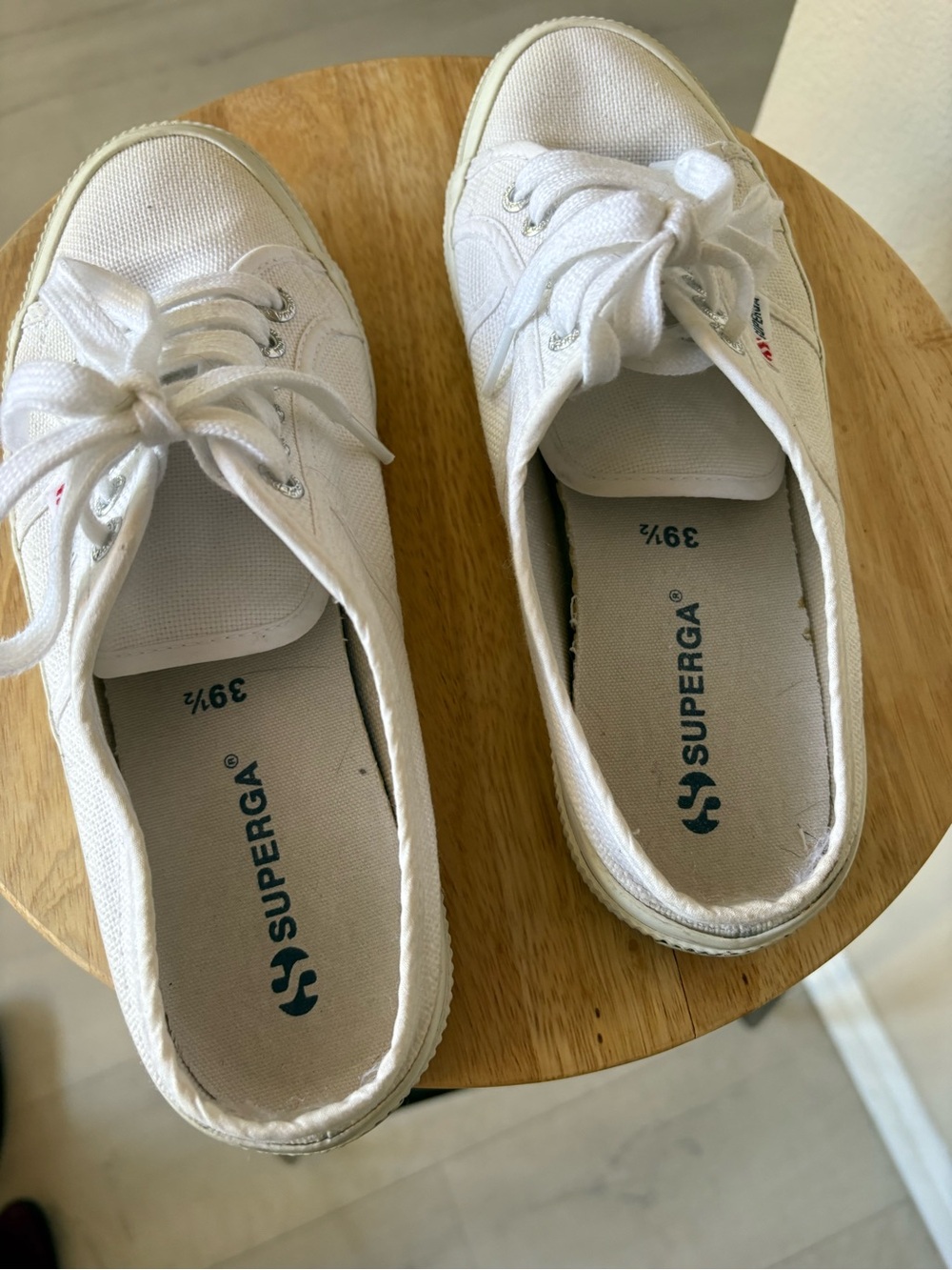 Superga White Canvas Low-Top Lace Mule Sneakers - Picture 3 of 5